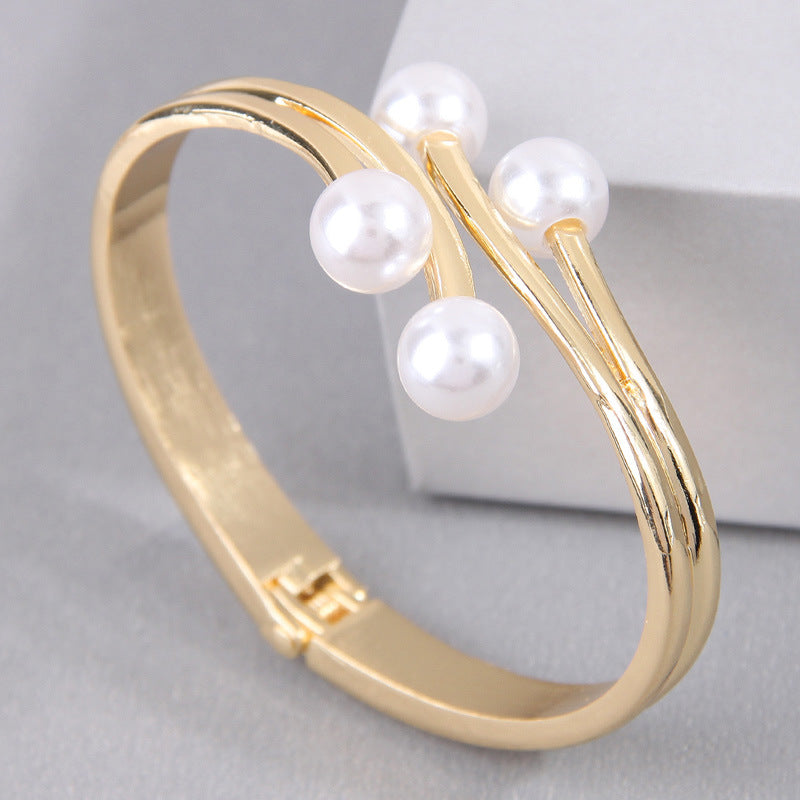 Brazalete de aleación de perlas de alta calidad simple al por mayor
